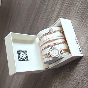 ANNE KLEIN Rose Gold Watch & Bracelet Set